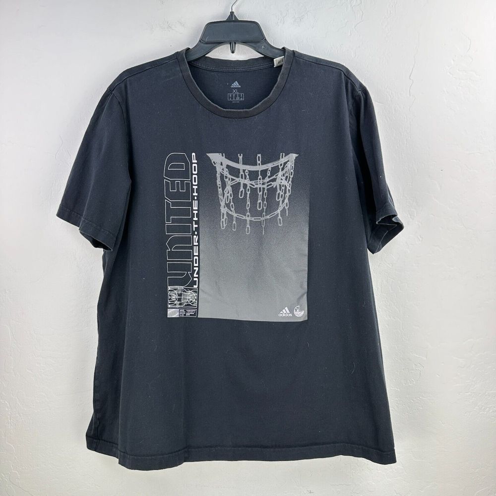 Adidas Tshirt‎ Mens XL Black United Under The Hoop Graphic Tee Short Sleeve